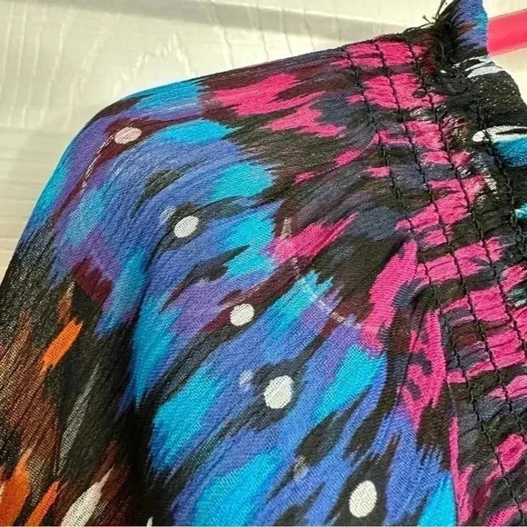 Jessica Sheer Blouse Short Sleeved Off The Shoulder Colourful Elastic  Size XS - Picture 10 of 16